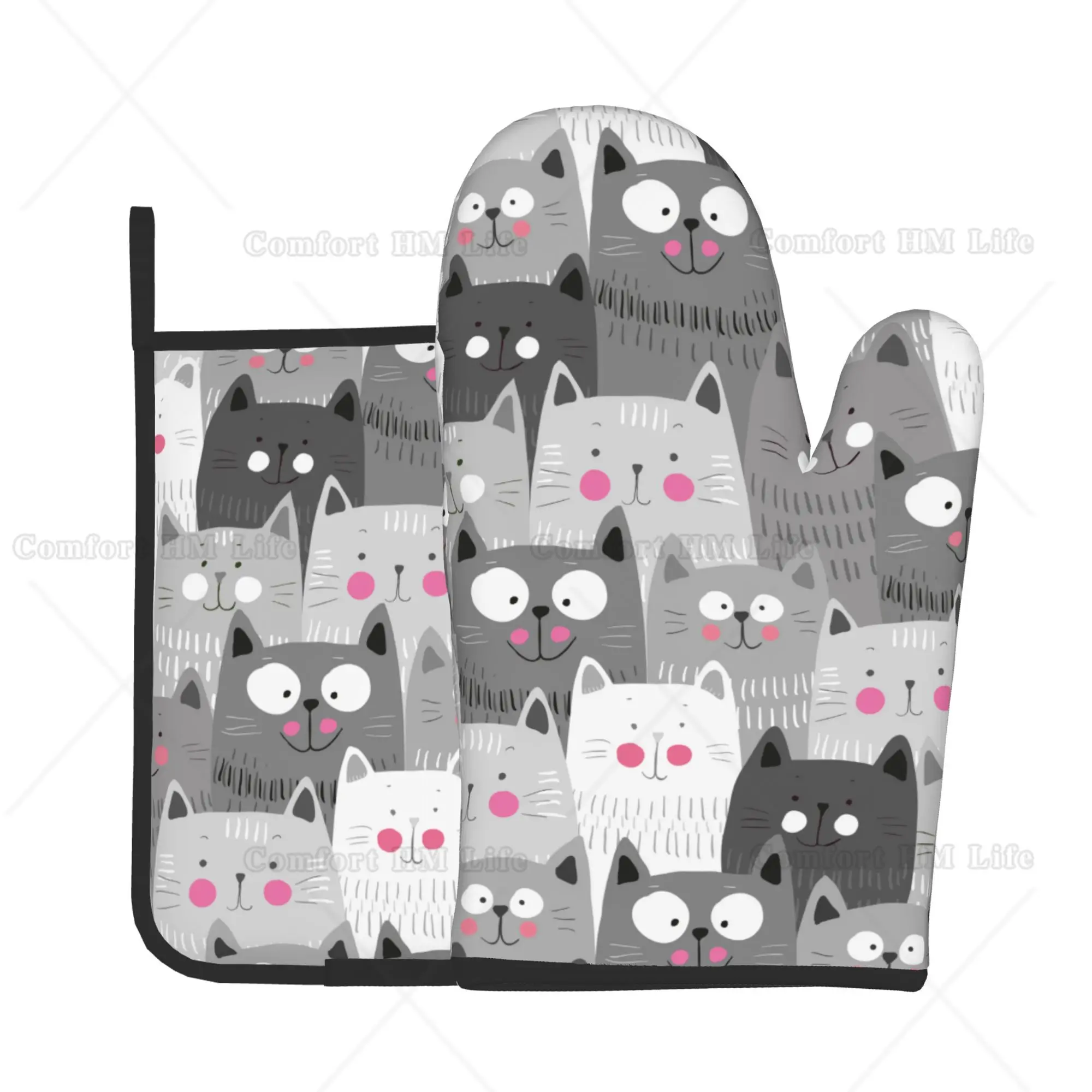 Cute Cats Oven Mitts and Pot H - огляд і ціна Kitchen Baking Counter