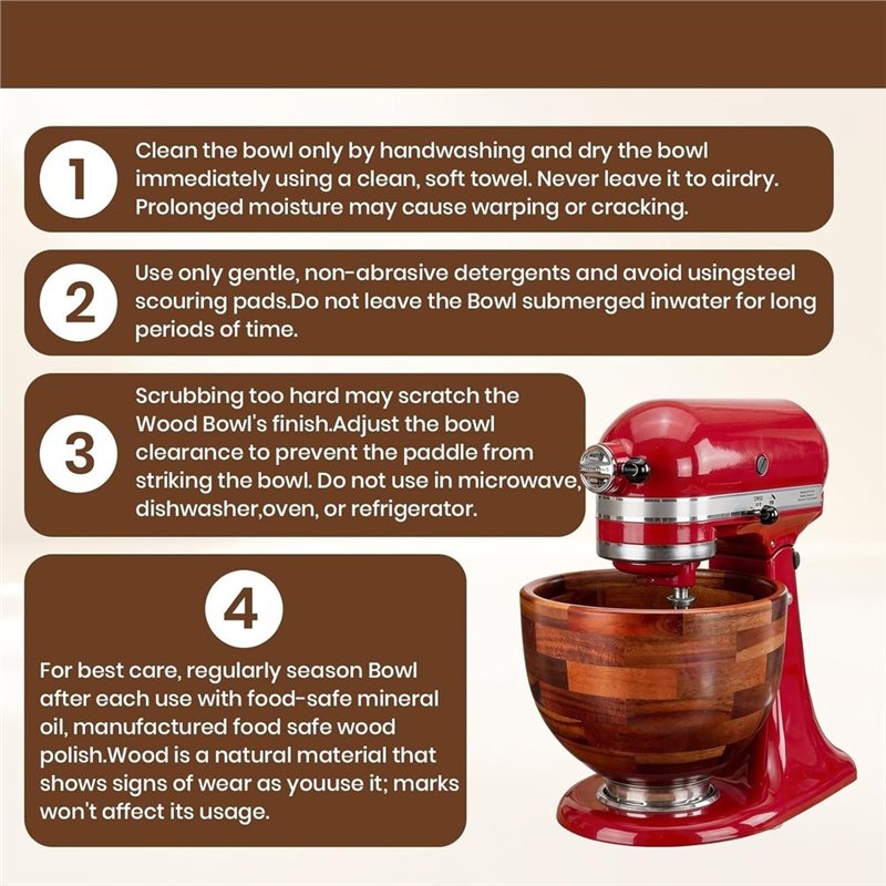 AB41-Wood Mixing Bowl For Kitc - огляд і ціна Kitchenaid Baking Bowl
